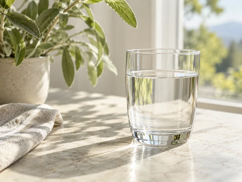 A glass of water in natural light